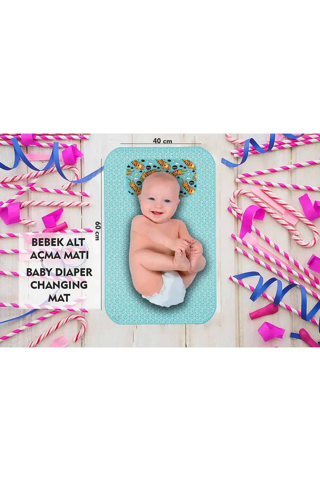 Bebek Alt Açma Minderi Bakım Pedi Örtüsü MAVİ DESENLİ