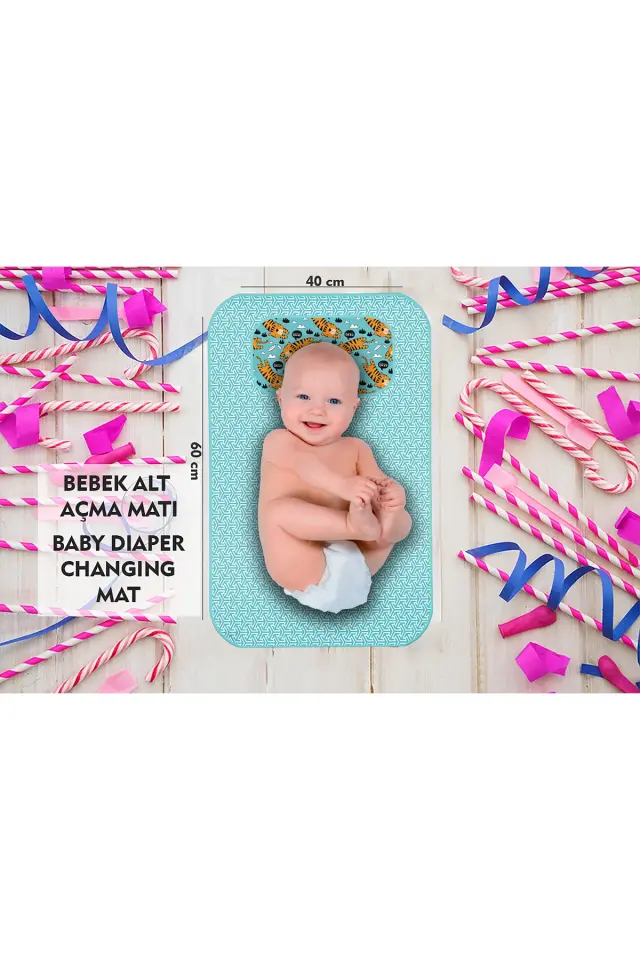 Bebek Alt Açma Minderi Bakım Pedi Örtüsü MAVİ DESENLİ