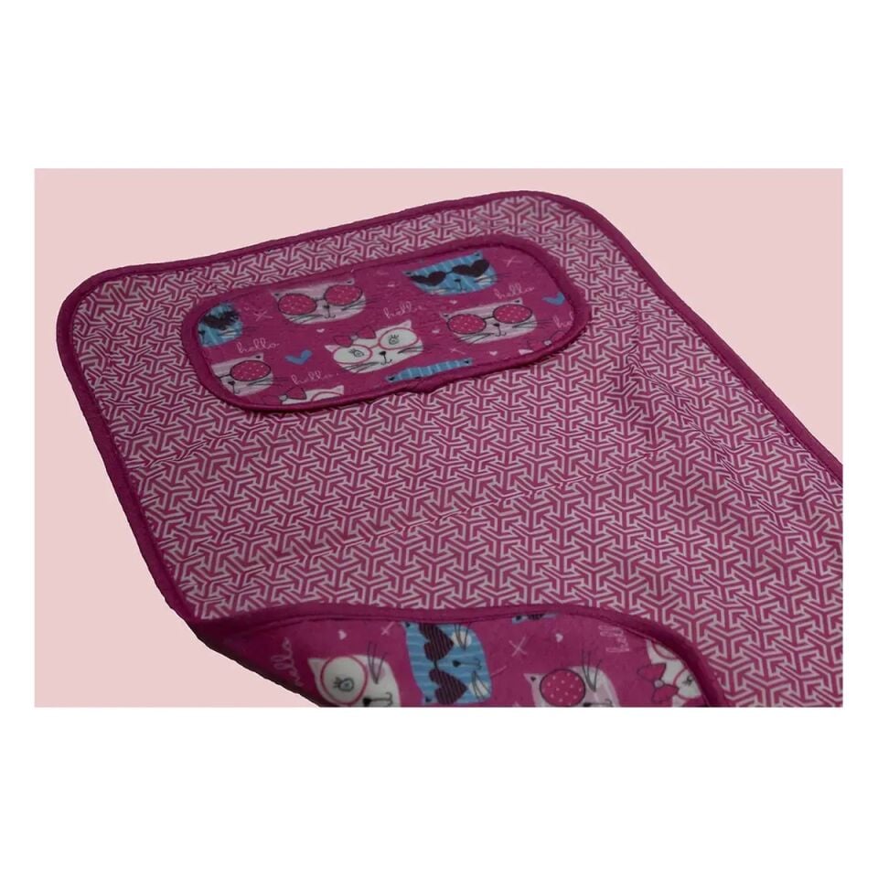 Pembe Kedi Desenli Bebek Alt Açma Örtüsü