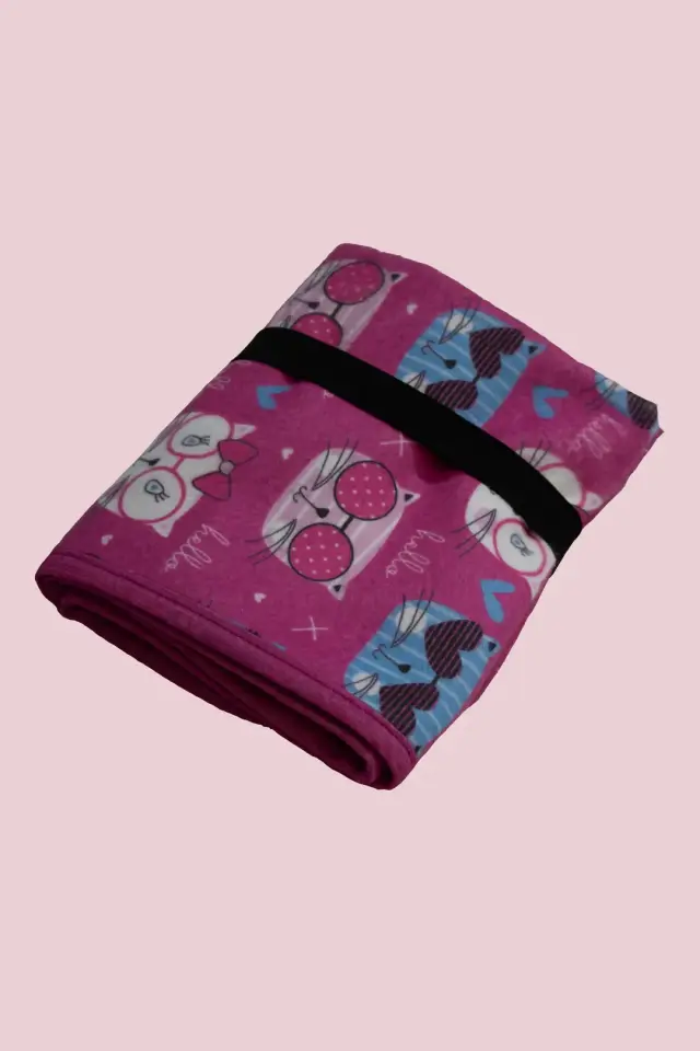 Bebek Alt Açma Minderi Bakım Pedi Örtüsü Pembe Kedi Desenli