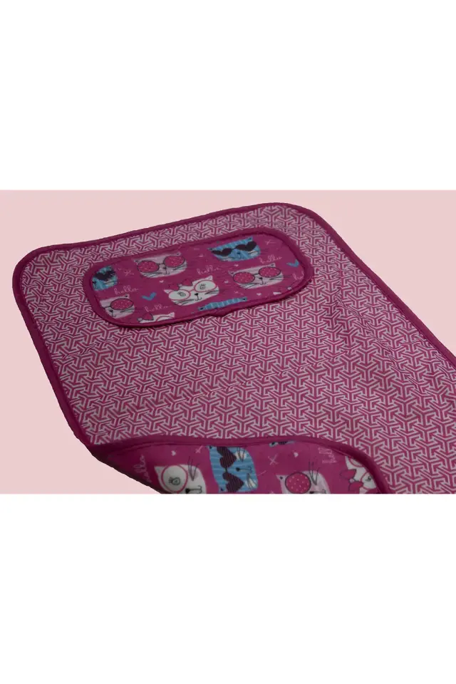 Bebek Alt Açma Minderi Bakım Pedi Örtüsü Pembe Kedi Desenli