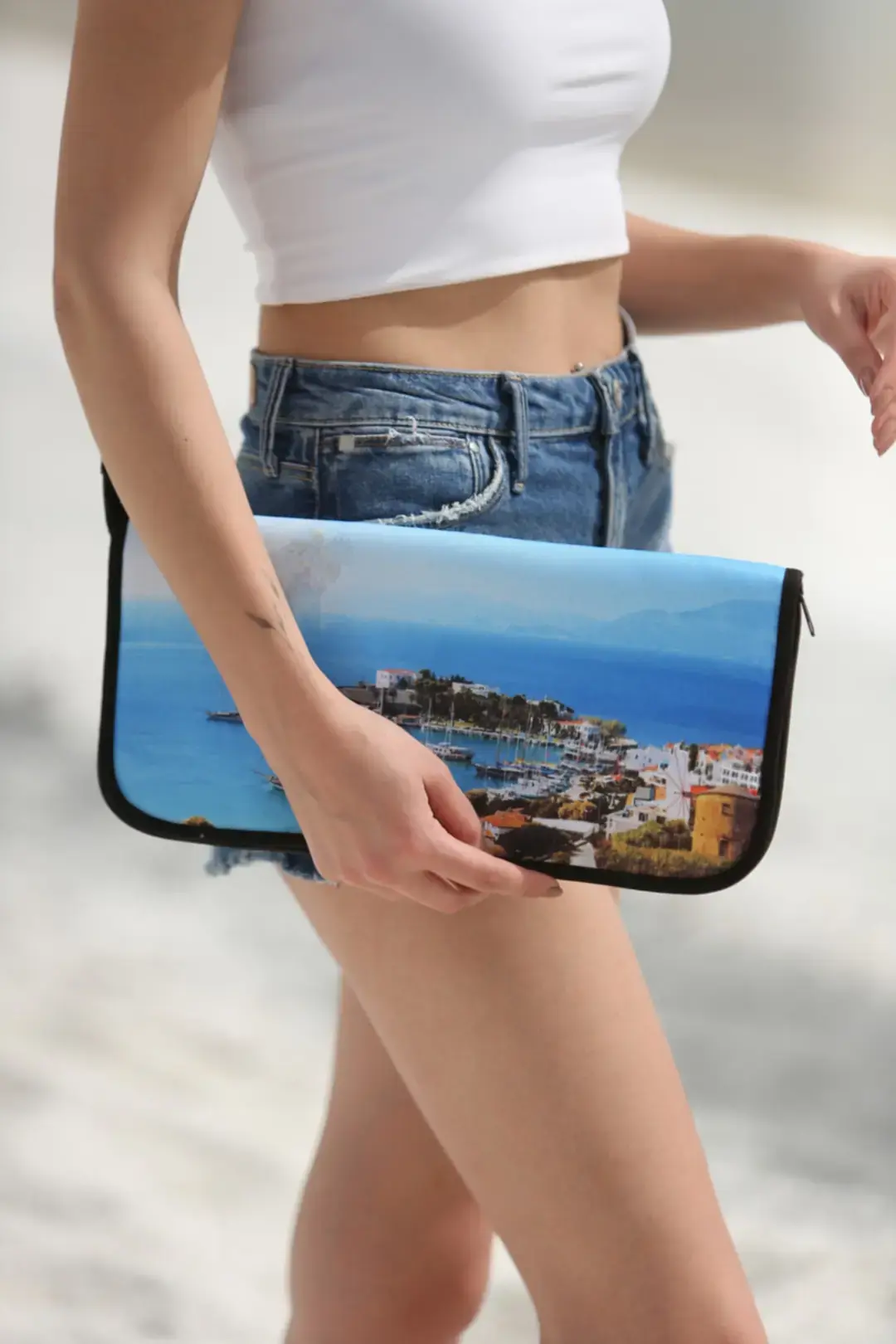Deniz Manzarası Desenli Islak Bikini Çantası