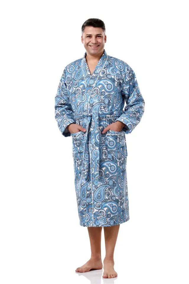 Etnik Desenli Baskılı Bornoz