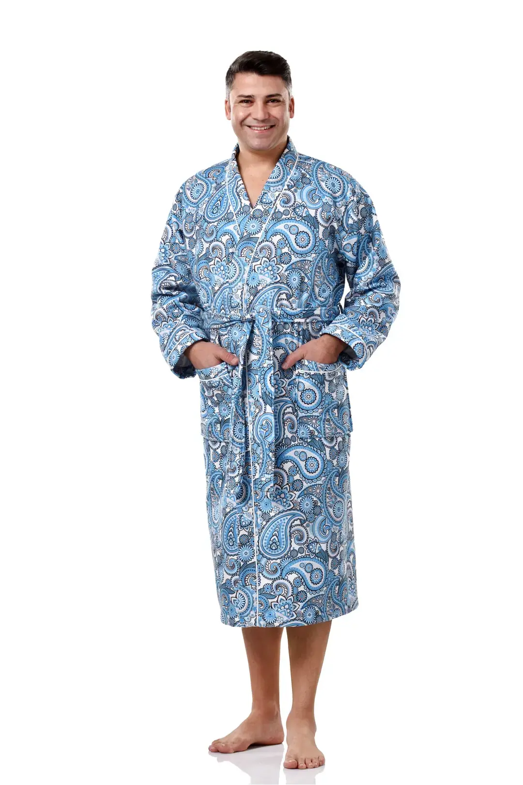 Etnik Desenli Baskılı Bornoz