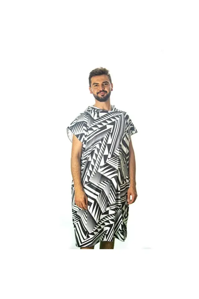 Geometrik Desen Baskılı Su Sporları Pançosu