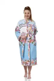 Okyanus Desenli Baskılı Bornoz