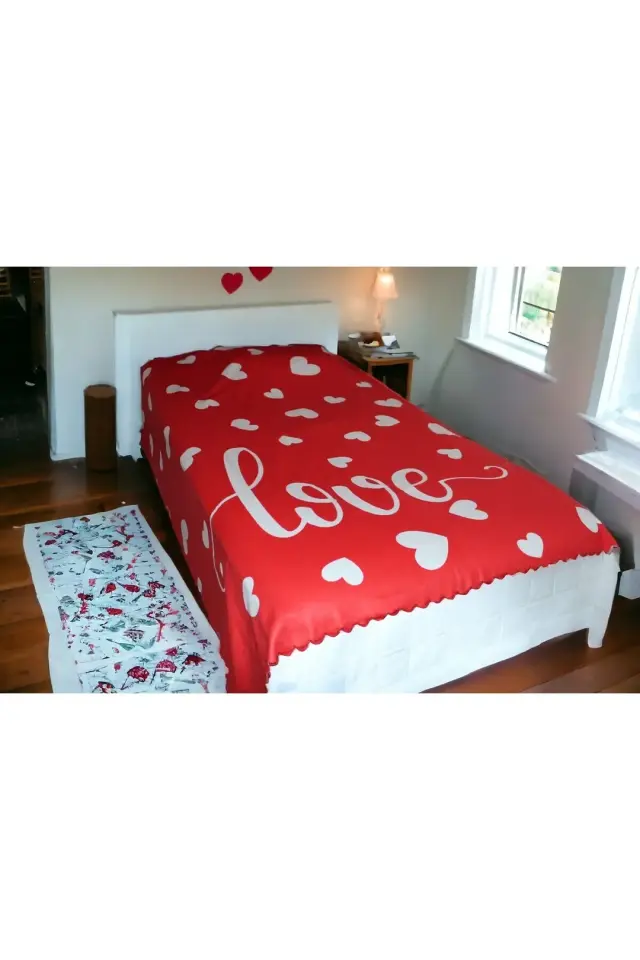 Sevgililer Günü Love Polar Battaniye Çift Kişilik
