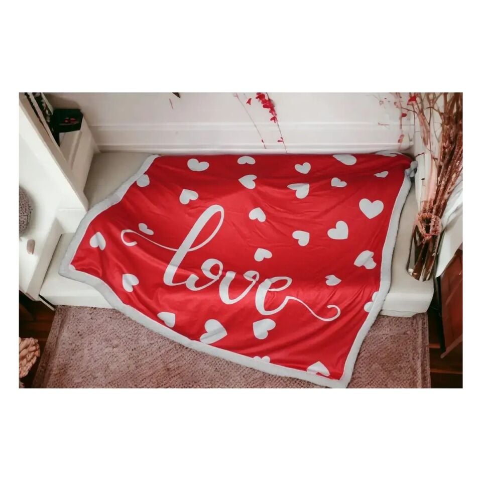 Sevgililer Günü Love Sherpa Battaniye