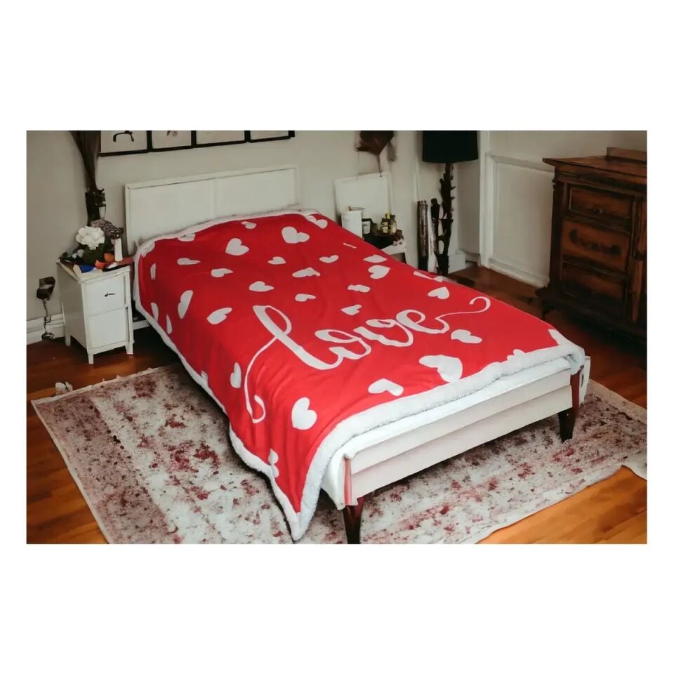 Sevgililer Günü Love Sherpa Battaniye