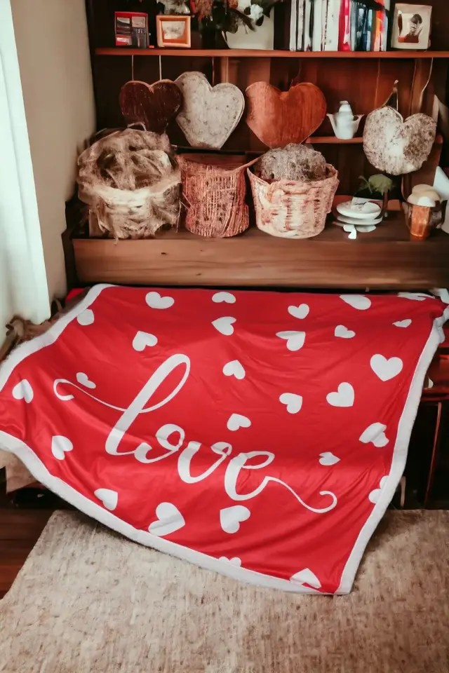 Sevgililer Günü Love Sherpa Battaniye