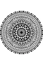 Siyah Beyaz Geometrik Desenli 150 cm Yuvarlak Plaj Havlusu(PÜSKÜLSÜZ MODEL)