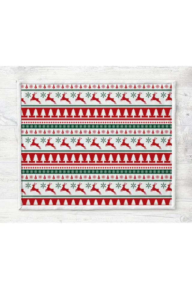 Yılbaşı Desenli Tv Battaniyesi Beyaz