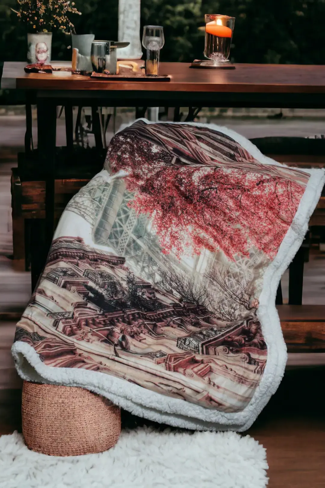 Yılbaşı Serisi Eyfel Kulesi Baskılı Tv Battaniyesi