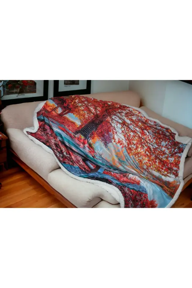 Yılbaşı Serisi Sonbahar Desenli Tv Battaniyesi