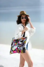 Renkli Desen Plaj Çantası