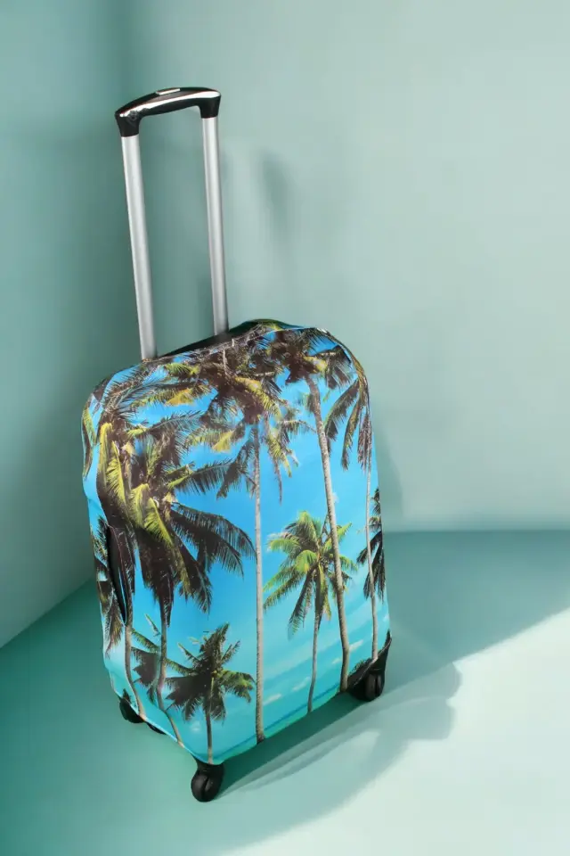 Palmiye Desenli Valiz Bavul Koruyucu Giydirilebilir Kılıf