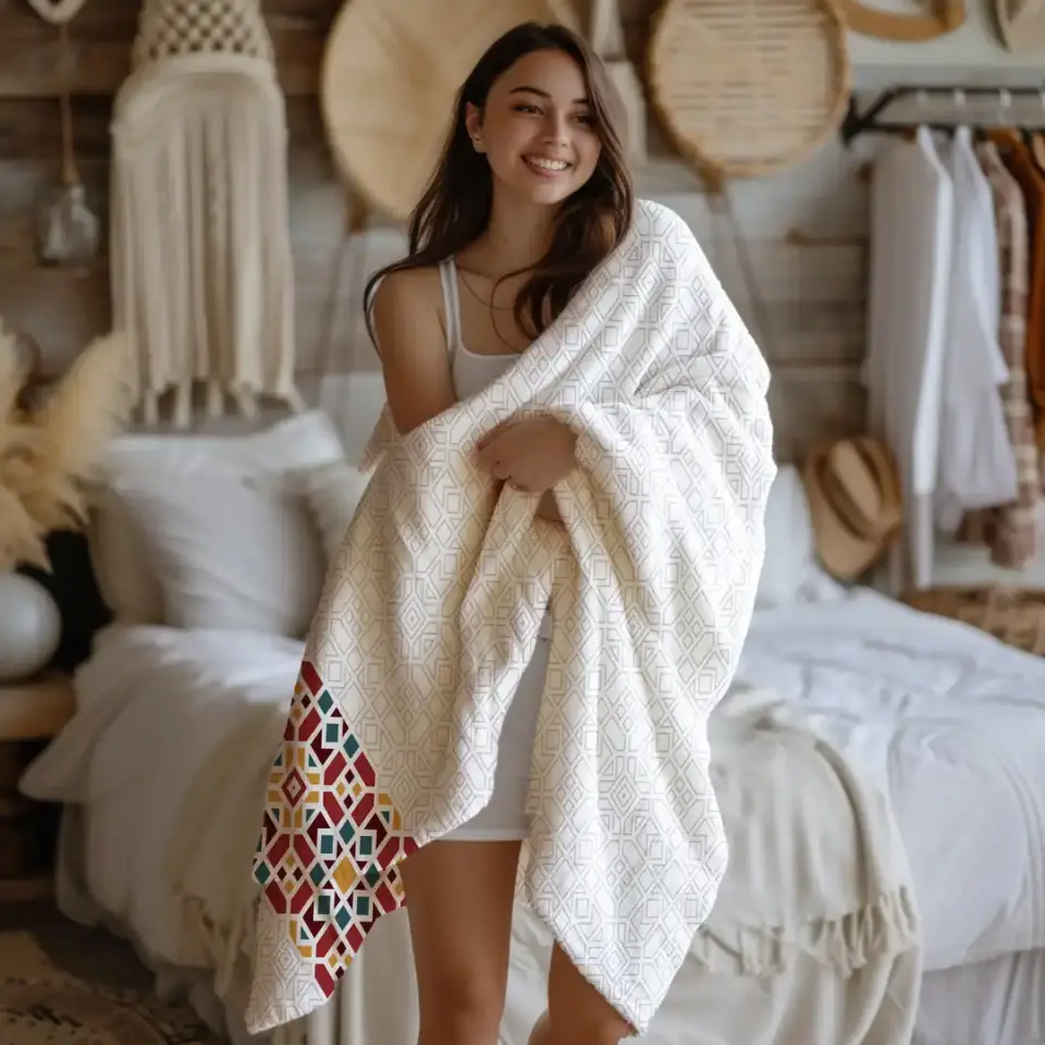 Desenli Polar Tv Battaniyesi Çift Kişilik