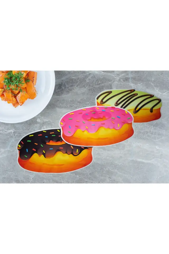 3'lü Donut Tasarımlı Mikrofiber Mutfak Havlusu, Temizlik Bezi, Bulaşık Matı, El Havlusu çok renkli