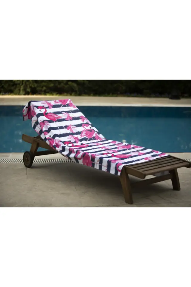 Flamingo Desenli Plaj Havlusu koyupembe - 70 x 140