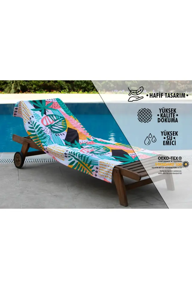 Renkli Yaprak Desenli Plaj Havlusu 70x140cm renkli̇ - 70 x 140