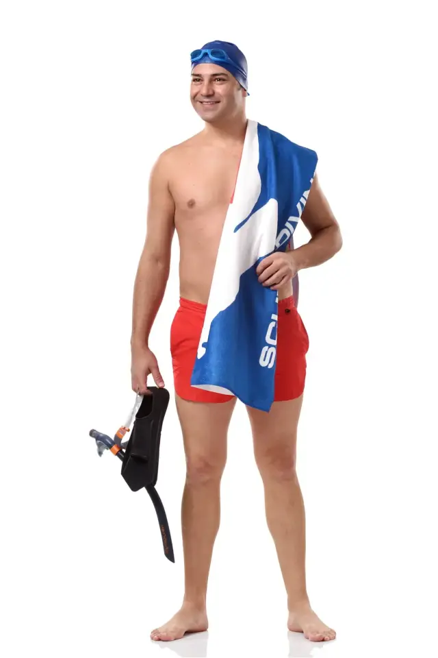 Scuba Temalı Plaj Havlusu mavi - 70 x 140