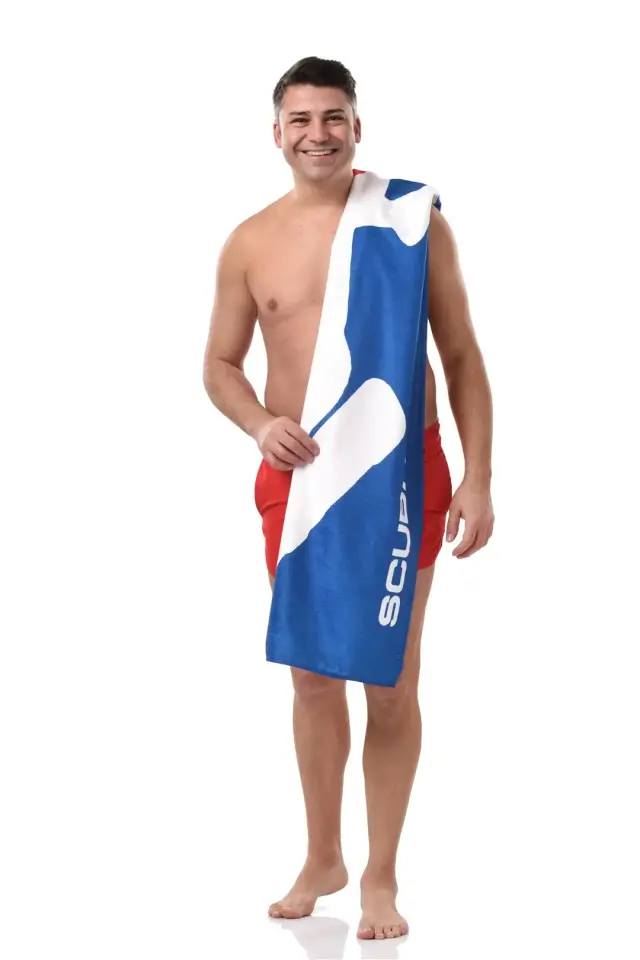 Scuba Temalı Plaj Havlusu mavi - 70 x 140