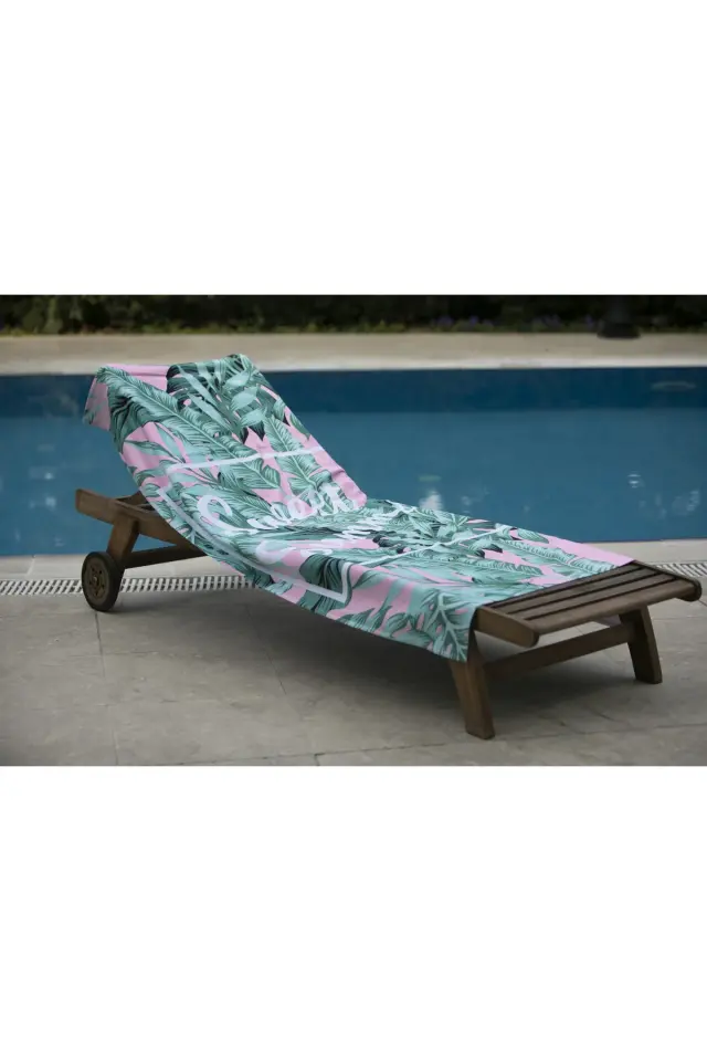 Sweet Summer Yaprak Desenli Plaj Havlusu 70x140cm pembe - 70 x 140