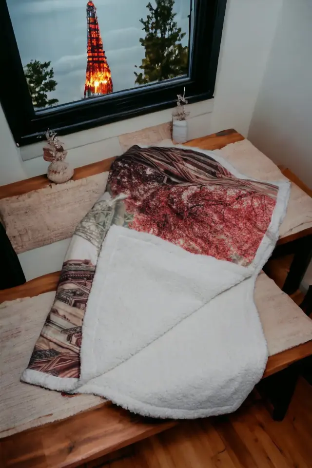 Yılbaşı Serisi Eyfel Kulesi Baskılı Tv Battaniyesi 100 x 150 - 150 x 180