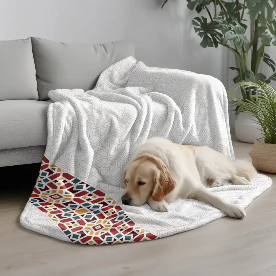 Desenli Polar Tv Battaniyesi Çift Kişilik 150 x 180 - Renkli Yaprak