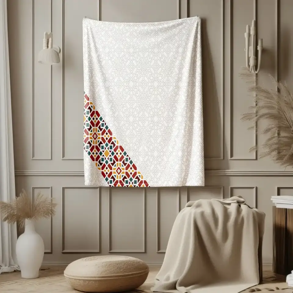 Desenli Polar Tv Battaniyesi Çift Kişilik 150 x 180 - Renkli Yaprak