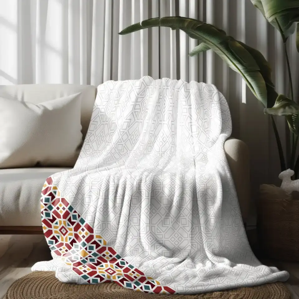 Desenli Polar Tv Battaniyesi Çift Kişilik 150 x 180 - Geometrik Desen