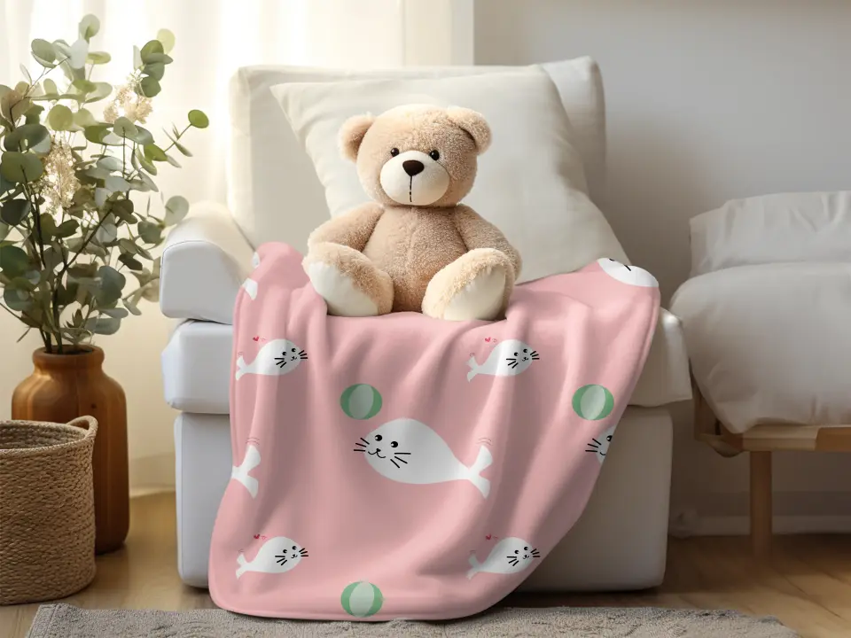 Desenli Polar Bebek Çocuk Battaniyesi Çok Amaçlı Yavru Panda Desenli