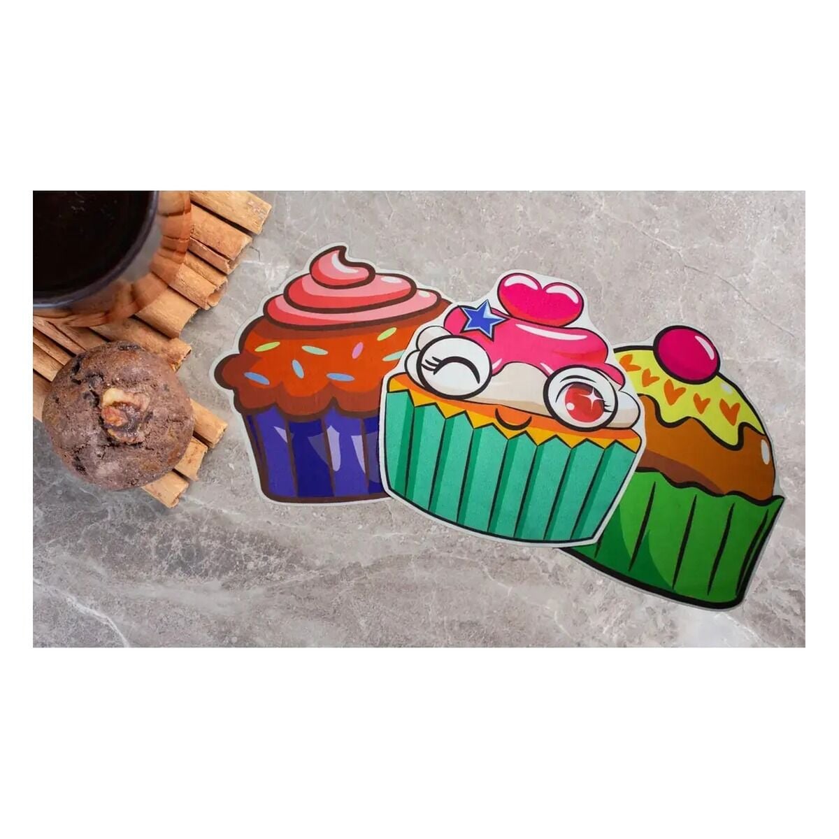 3’lü Cupcake Desenli Mikrofiber Mutfak Havlusu