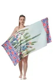 Kaktüs Desenli Plaj Havlusu