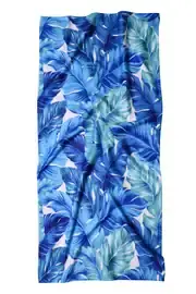 Mavi Yaprak Desenli Plaj Havlusu