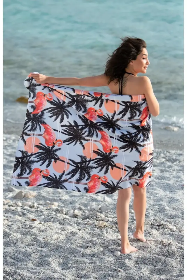 Palmiye Desenli Plaj Havlusu