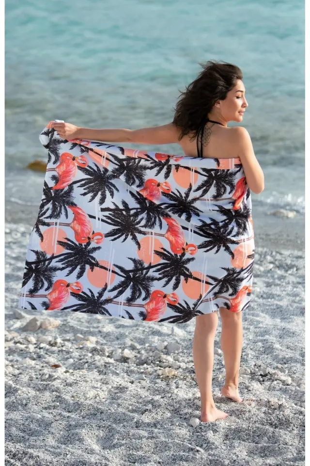 Palmiye Desenli Plaj Havlusu