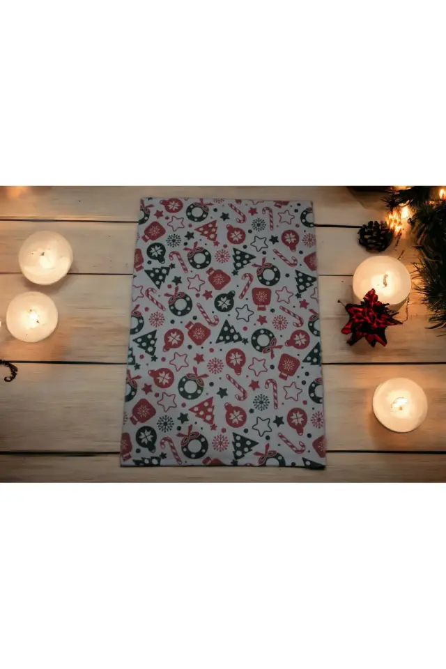 Yılbaşı Tasarımlı Mutfak Havlusu Kurulama Bezi El Yüz Havlusu Yılbaşı Havlu 50x30 3'lü Set