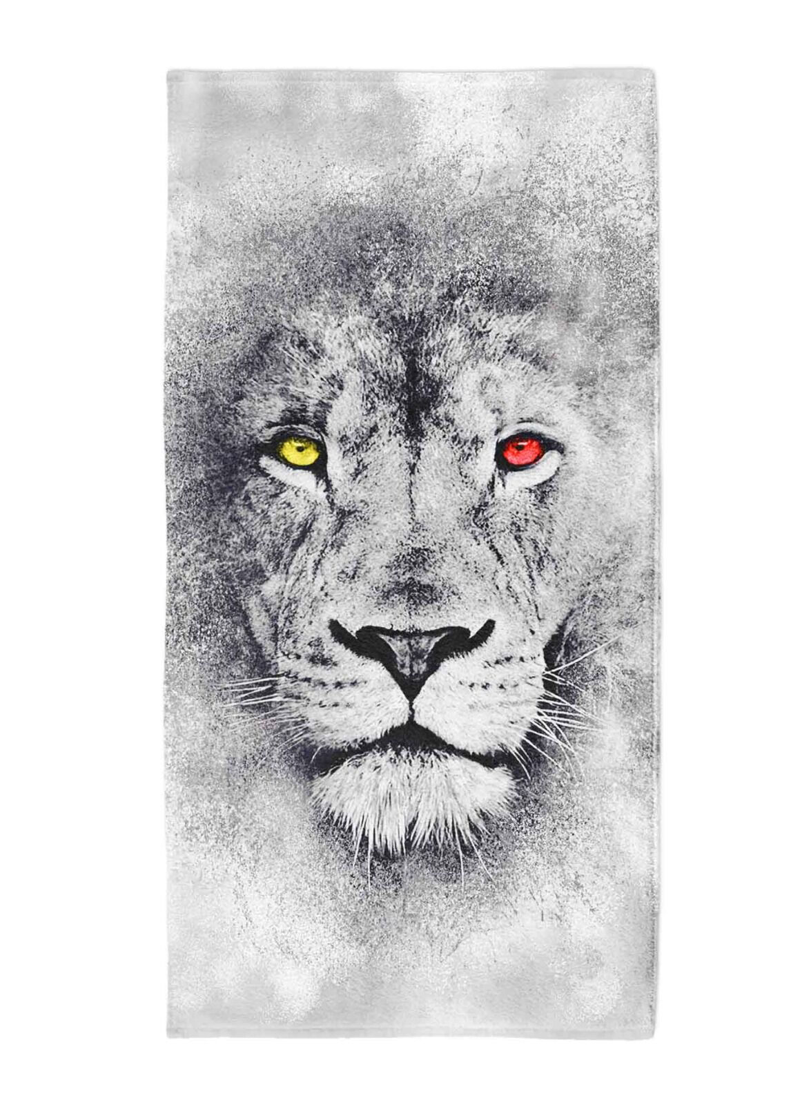 Aslan Sarı Kırmızı Gözler Plaj Havlusu 70x140cm